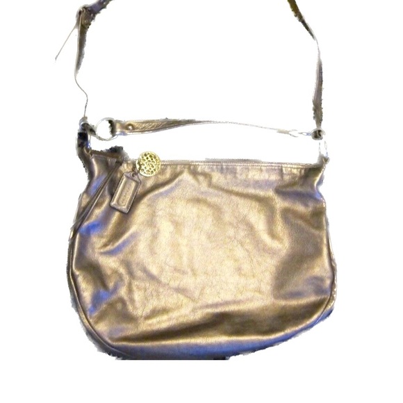 Y2K Coach Bag - Ali Large - Metallic Gold Leather Satchel Messenger Crossbody - Picture 1 of 9